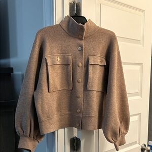 Women's Tan Cardigan with Gold Accents